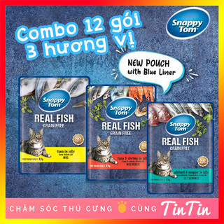 Combo 12 Gói Pate Snappy Tom Cho Mèo - Gói 85 Gram mix 4 Mùi Vị Hàng Nhập Khẩu