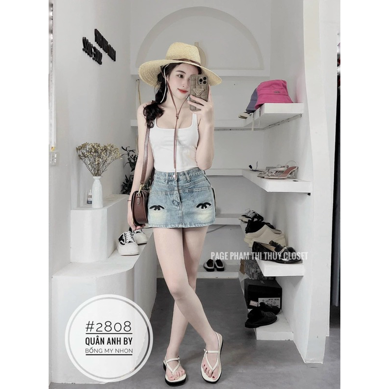 QUẦN GIẢ VÁY JEANS THÊU KÈM LÓT TRONG #300 SIÊU HOT