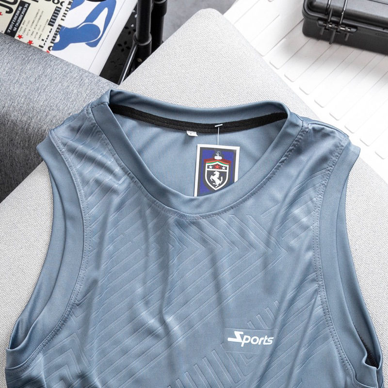 Áo ba lỗ thể thao nam xám ghi size l