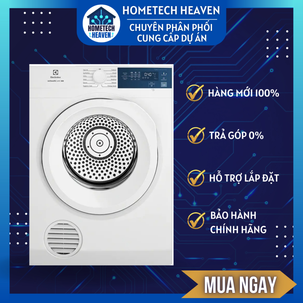 Máy sấy thông hơi Electrolux 8.5 kg EDV854J3WB - Hàng Chính Hãng