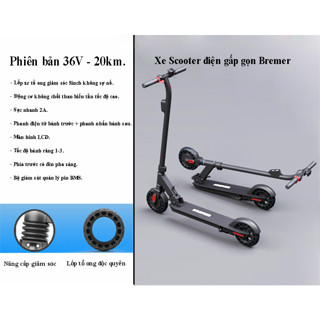 Xe scooter điện gấp gọn Bremer pin 36v, tốc độ 25km/h, chịu tải đến 150kg - xe trượt scooter điện