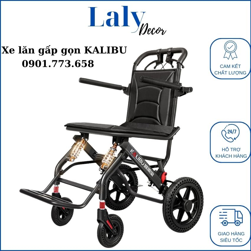 Xe lăn du lịch gấp gọn KALIBU - xe lăn gấp gọn xách tay nhẹ nhàng phù hợp cho người già, người khuyết tật