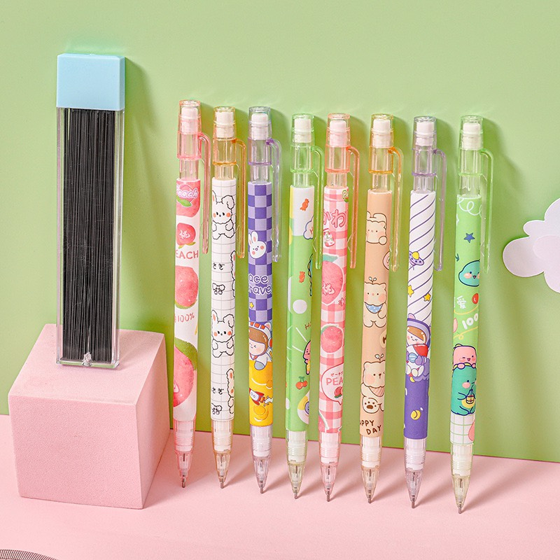 Bút Chì Bấm Trái Đào/ Phi Hành Gia/ Bé Gấu Siêu Cute - Ngòi 0.5 - Không Kèm Ngòi Chì - Giá 1 Cây