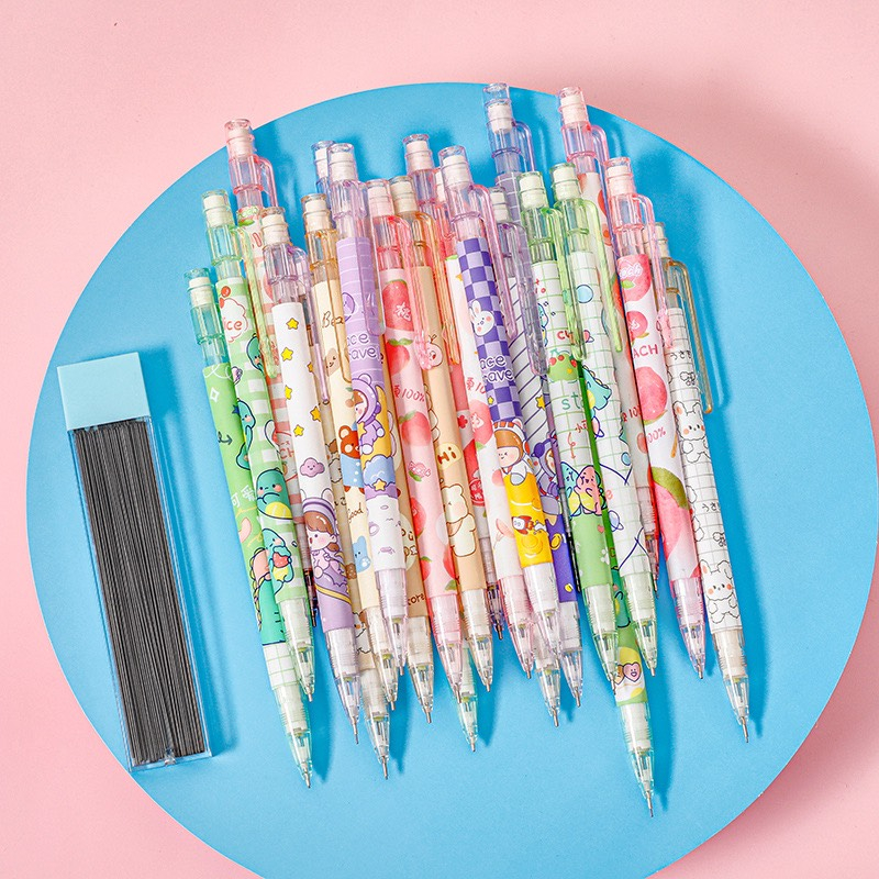 Bút Chì Bấm Trái Đào/ Phi Hành Gia/ Bé Gấu Siêu Cute - Ngòi 0.5 - Không Kèm Ngòi Chì - Giá 1 Cây