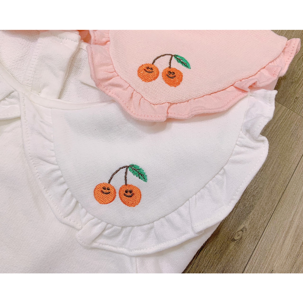 Bộ nỉ da cá cổ thêu cherry cho bé gái BMI029