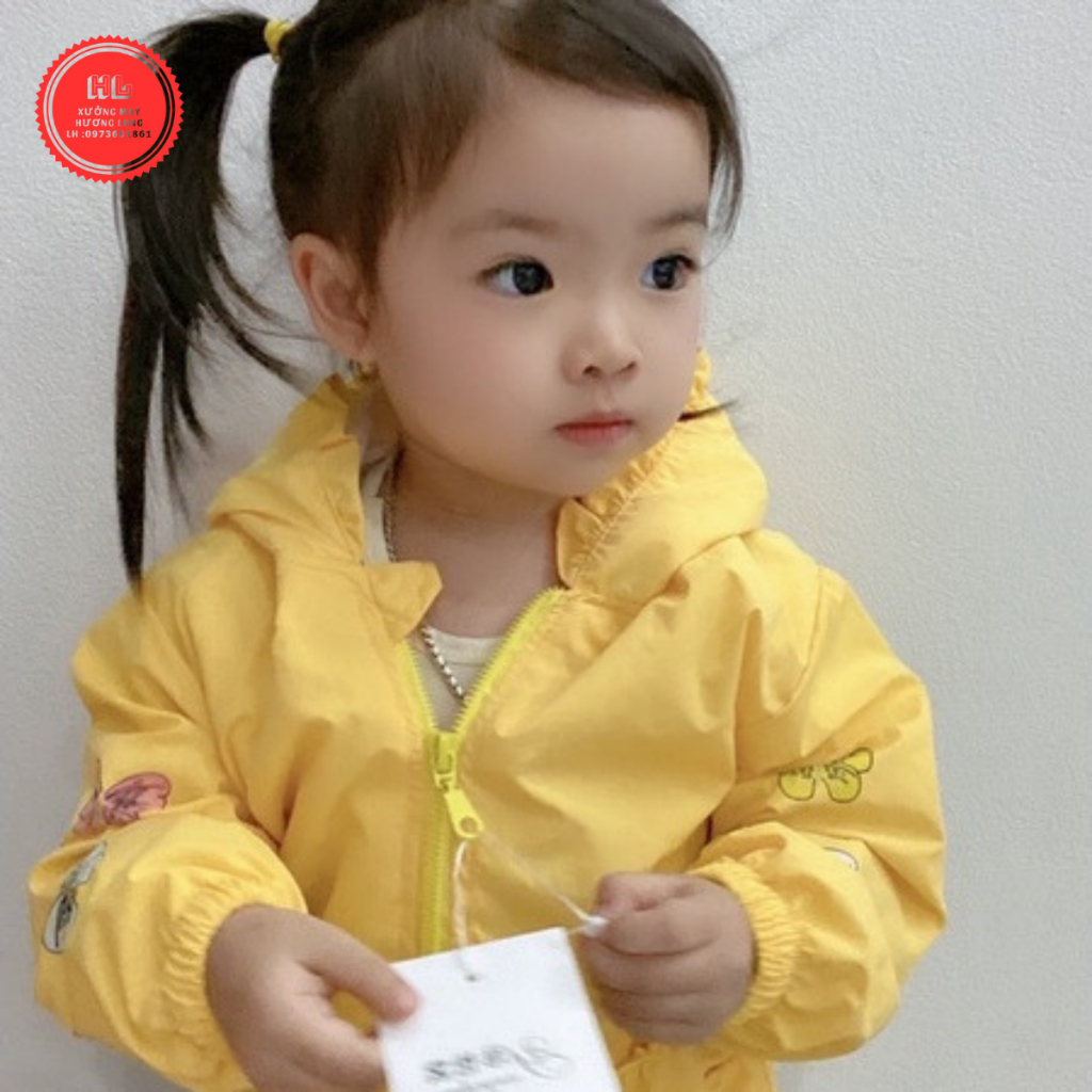 Áo Khoác Gió Thu Đông 2 Lớp Bé Trai, Bé Gái  Chất Vải Gió Nhăn Siêu Nhẹ, Chống Nắng, Chống Nước