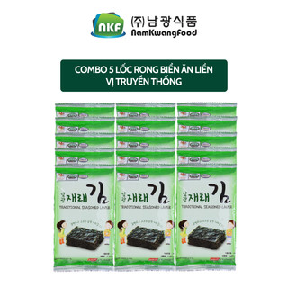  Rong biển Ăn Liền NKF Combo 5 Lốc Lá Kim Vị Truyền Thống 3 gói 5g  lốc Hàn quốc 