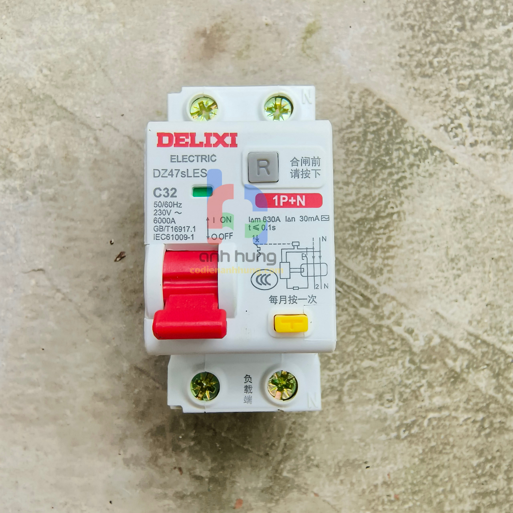 CB cầu dao tự động _  Aptomat 32A RCBO DELIXI chống giật, chống quá tải, chống chập cháy rò điện