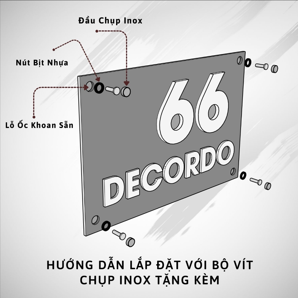 Bảng , Biển Số Nhà Alumin Vàng + Mica Cán Sần Chữ Chìm , thiết kế theo yêu cầu