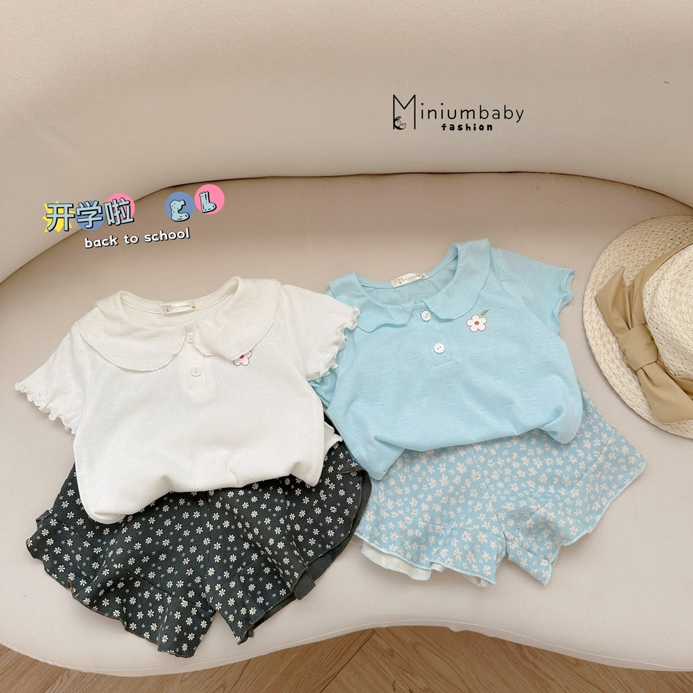 Bộ 100% cotton cộc tay mặc mùa hè cho bé miniumbabyfashion, set trẻ em mềm, mát SB1453