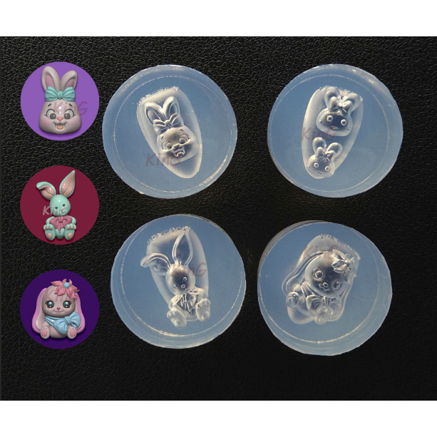 Thỏ nhiều kiểu - Khuôn silicone làm charm trang trí nail