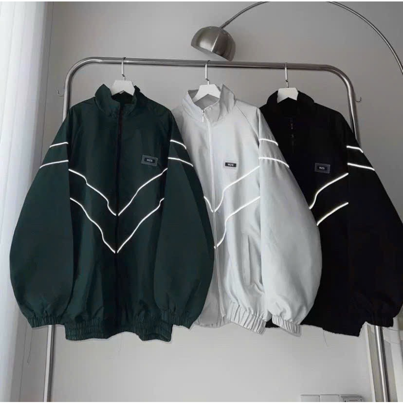 Áo khoác dù nam nữ uinsex cổ đứng phối sọc phản quang form rộng thời trang teen, áo khoác chống nắng cực tốt