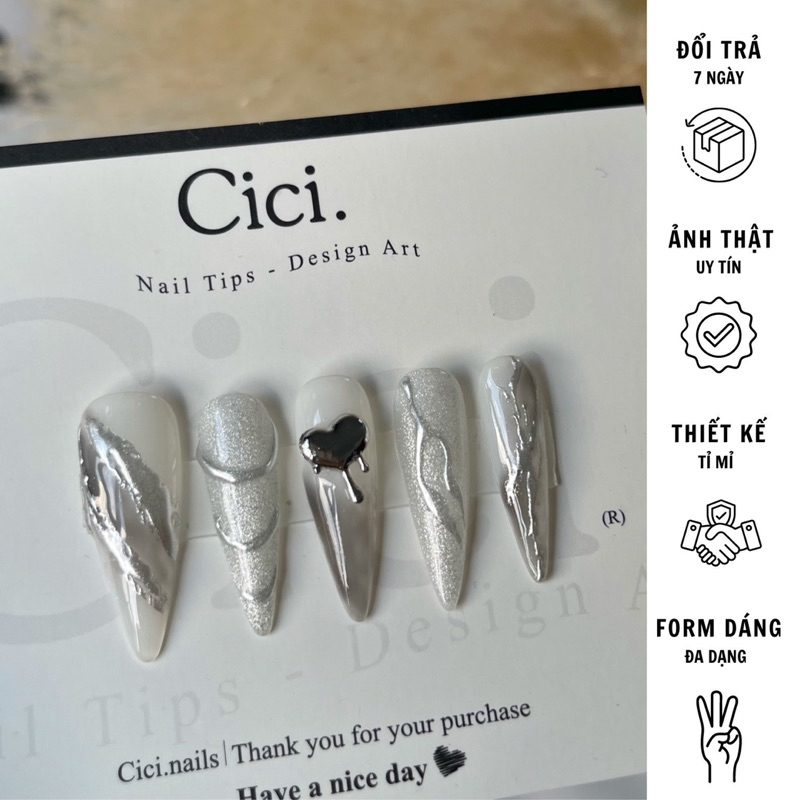 Nailbox Thiết Kế Sơn Gel Loang Tráng Gương Nổi Cá Tính Cici.nails