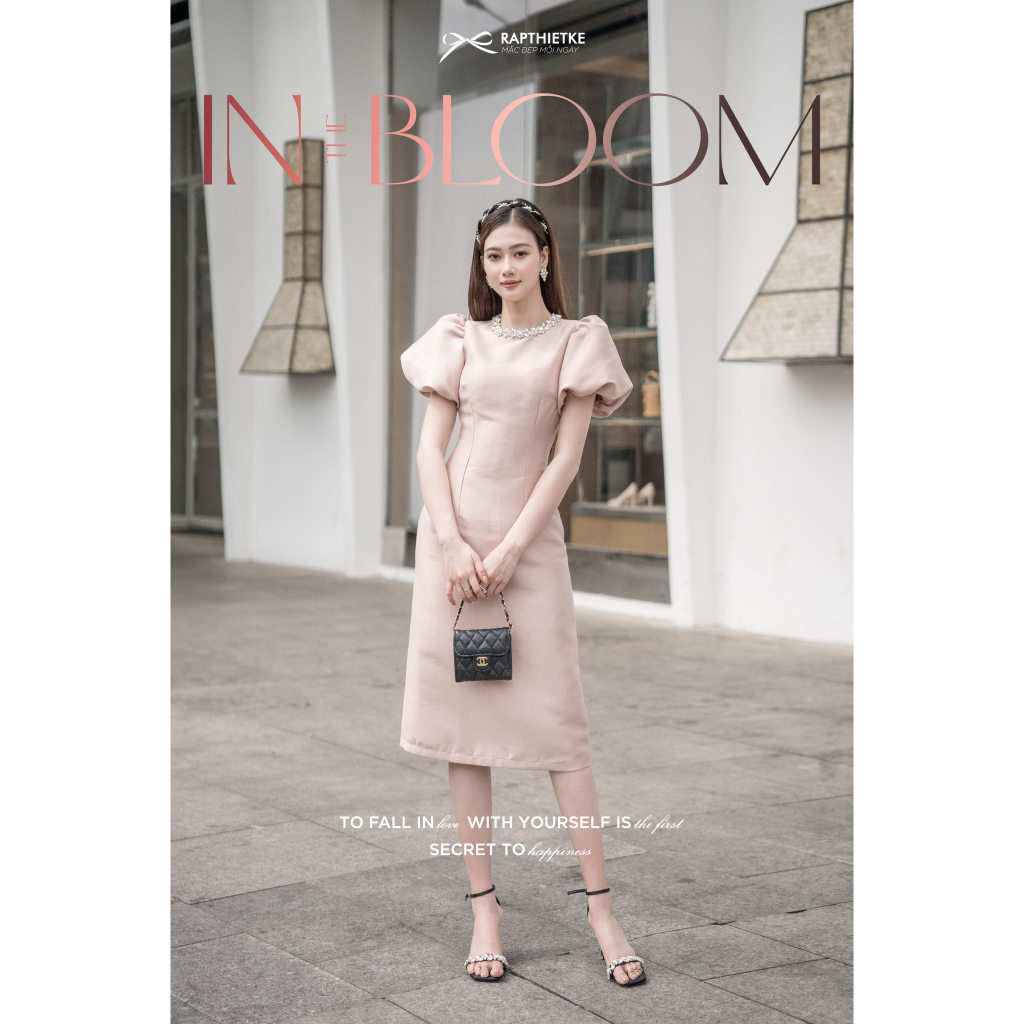 RẬP - Đầm Hồng Tay Phồng Cổ Đính Đá Trắng - TITI 06 ANNI