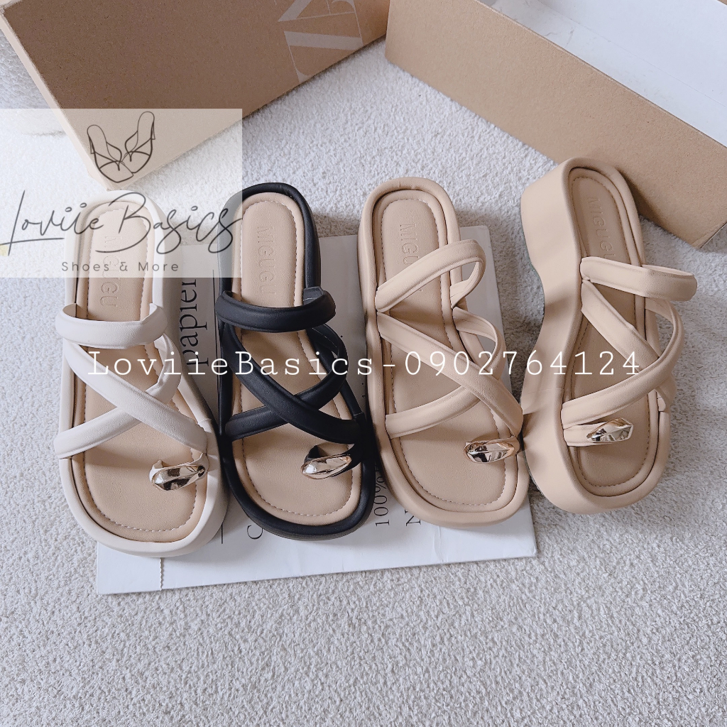 DÉP XUỒNG LOVIIE BASICS - DÉP NỮ ĐẾ BẰNG QUAI NGANG CHÉO MẢNH PHỐI XỎ NGÓN PHONG CÁCH THỜI TRANG HIỆN ĐẠI D230755