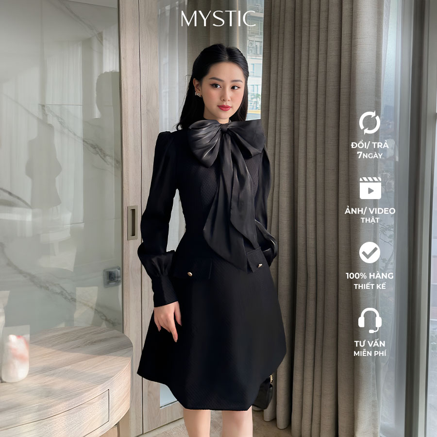 Đầm chữ a đính nơ thiết kế Mysticcollection ĐNĐ00020722