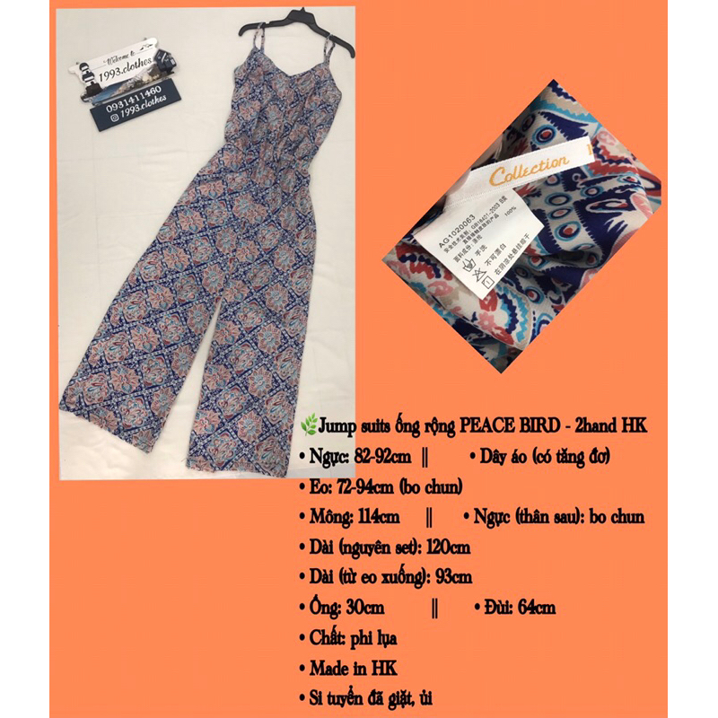 🌿Jump suits dây ống rộng PEACE BIRD - 2hand, si tuyển HK🌿