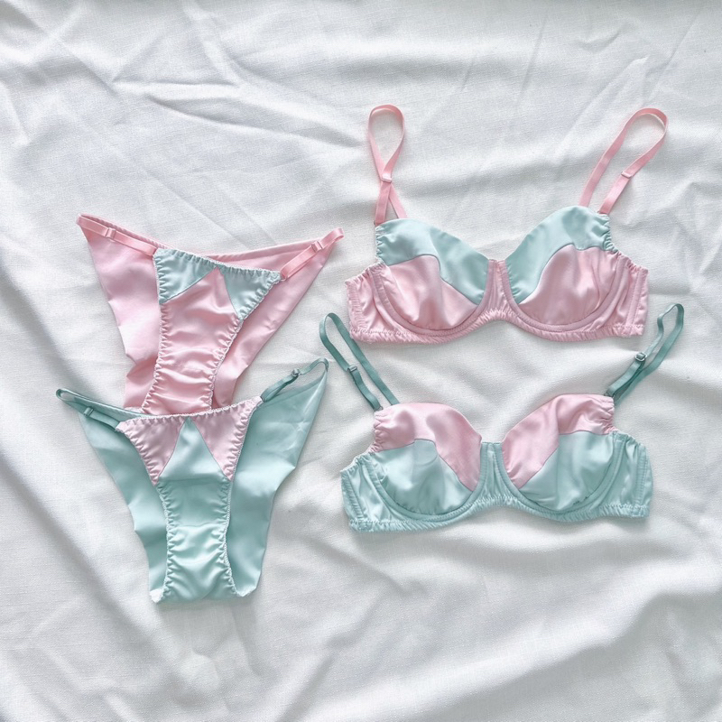 Bộ đồ lót lụa có gọng phối màu