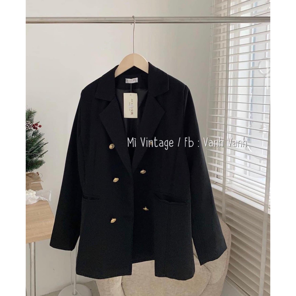 A6124 / Áo khoác blazer 2 túi trơn 2 lớp dày dặn