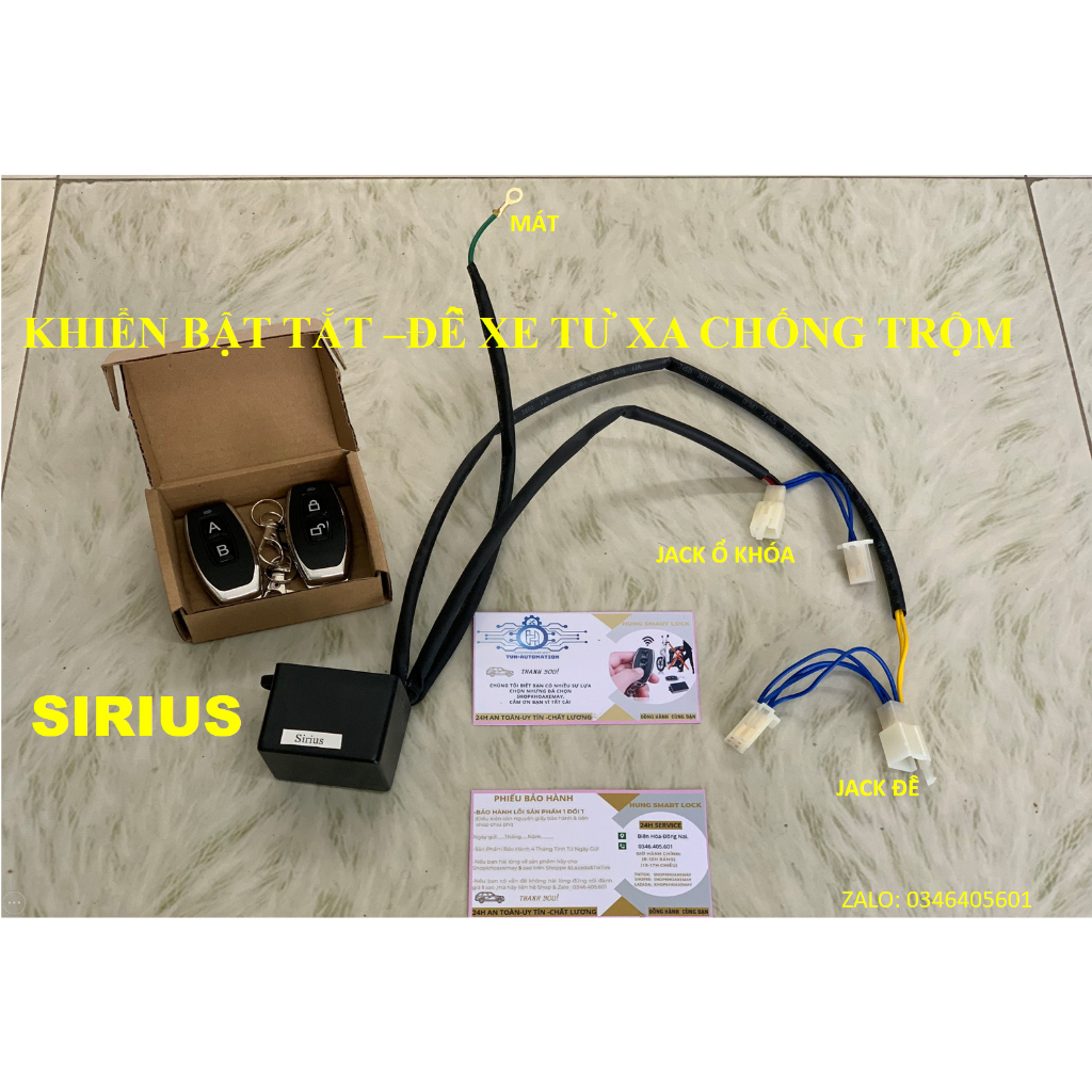 - Khóa Chống Trộm Mở và Đề xe máy từ xa cho xe SIRIUS-WAVE - remote bằng kim loại khoảng cách lên đến 200m    .
