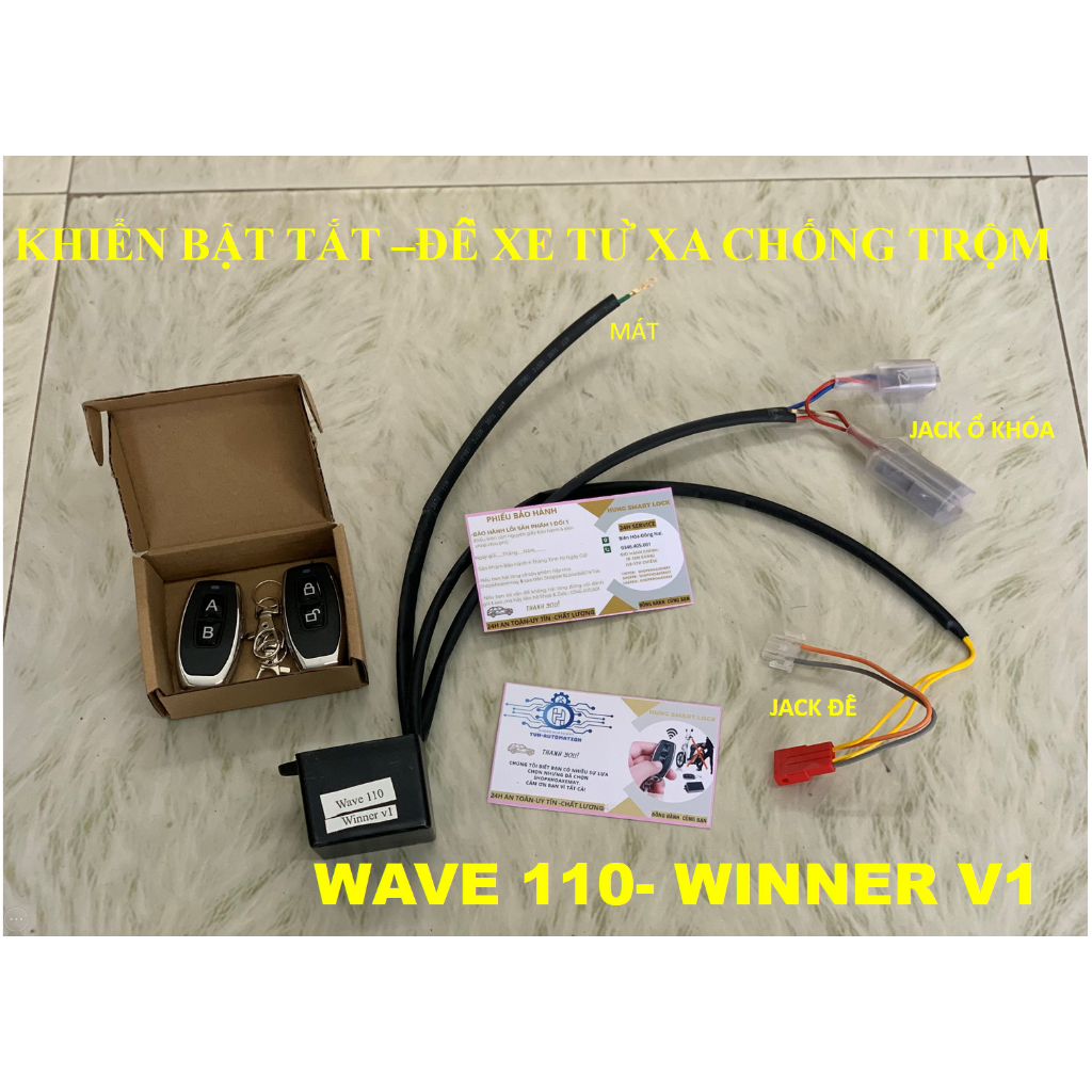 - Khóa Chống Trộm Mở và Đề xe máy từ xa cho xe WAVE -FUTURE - remote bằng kim loại khoảng cách lên đến 200m dâ