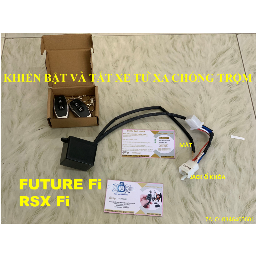 - Khóa Chống Trộm Mở và Tắt xe máy từ xa cho xe Dream-WAVE- remote bằng kim loại khoảng cách lên đến 200m dây điê