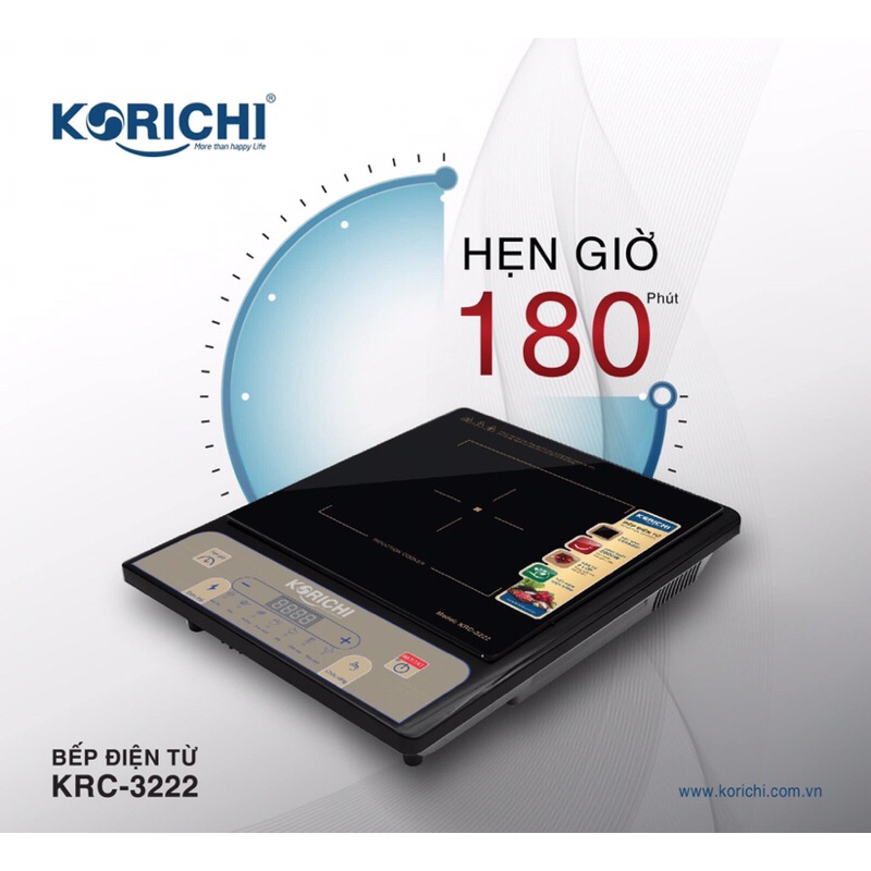 Bếp điện từ đơn mặt kính chịu nhiệt Korichi-3222 hẹn giờ thông minh, bền đẹp (tặng kèm nồi)