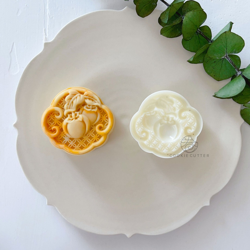 ❤️Mẫu 2023❤️ Khuôn trung thu 1 mặt họa tiết trái Hồng / KTT123