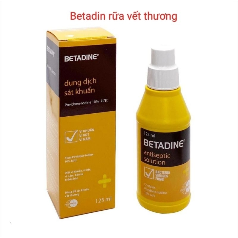 Betadin phụ khoa/ rauwr vết thương/ súc họng chai 125ml