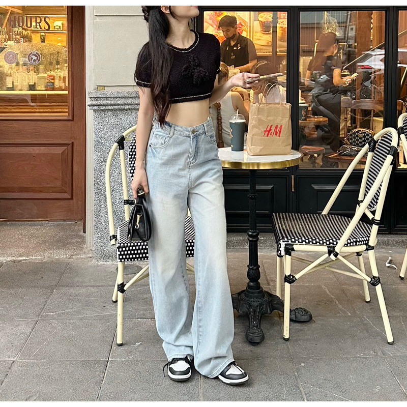 Jeans suông xanh nhạt 7215