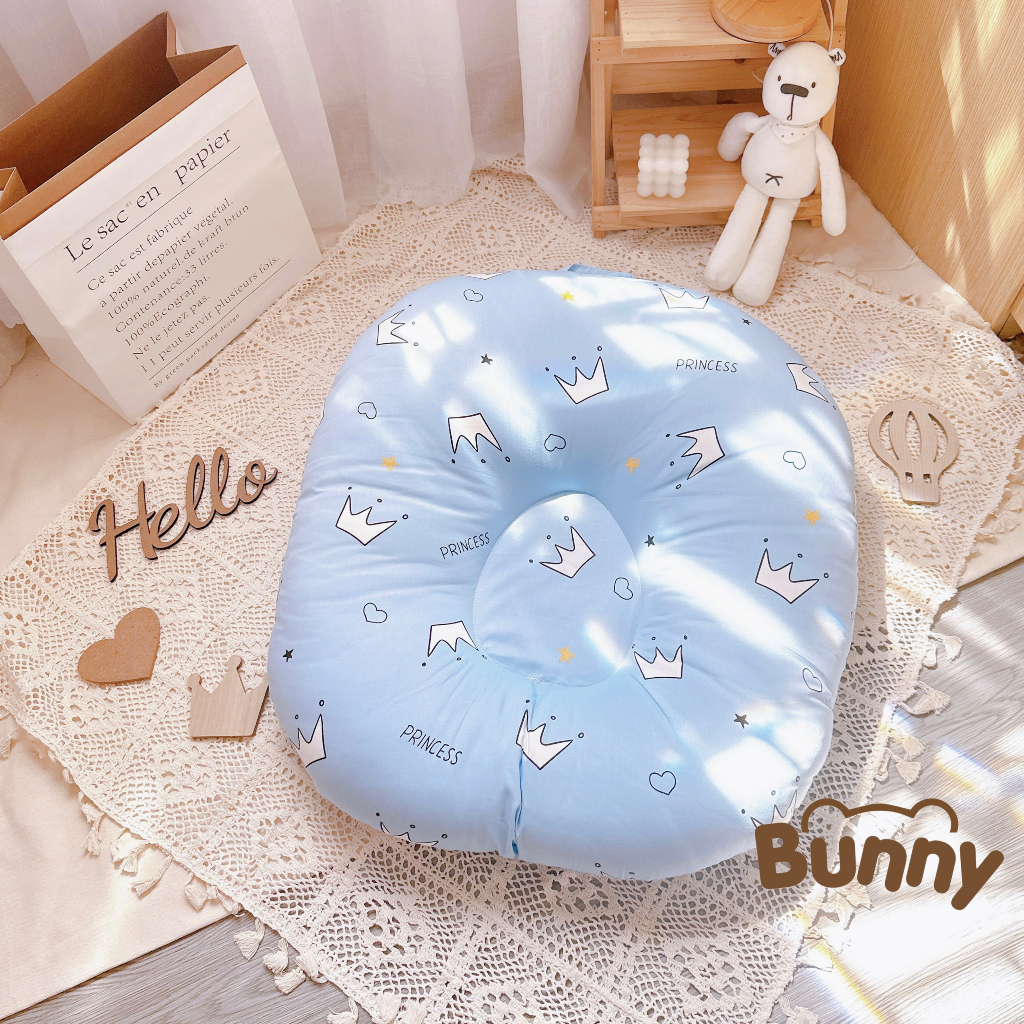 Gối chống trào ngược KidAndMom Bunny cao cấp Vải cotton Hàn chống nôn trớ an toàn cho bé sơ sinh