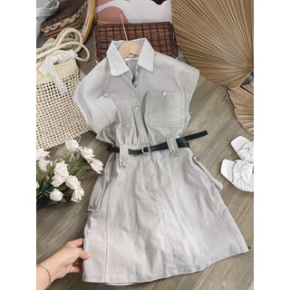 ĐẦM SƠ MI SÁT NÁCH KÈM BELT