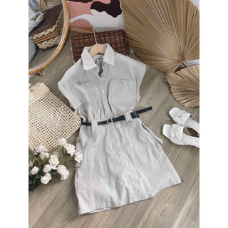 ĐẦM SƠ MI SÁT NÁCH KÈM BELT