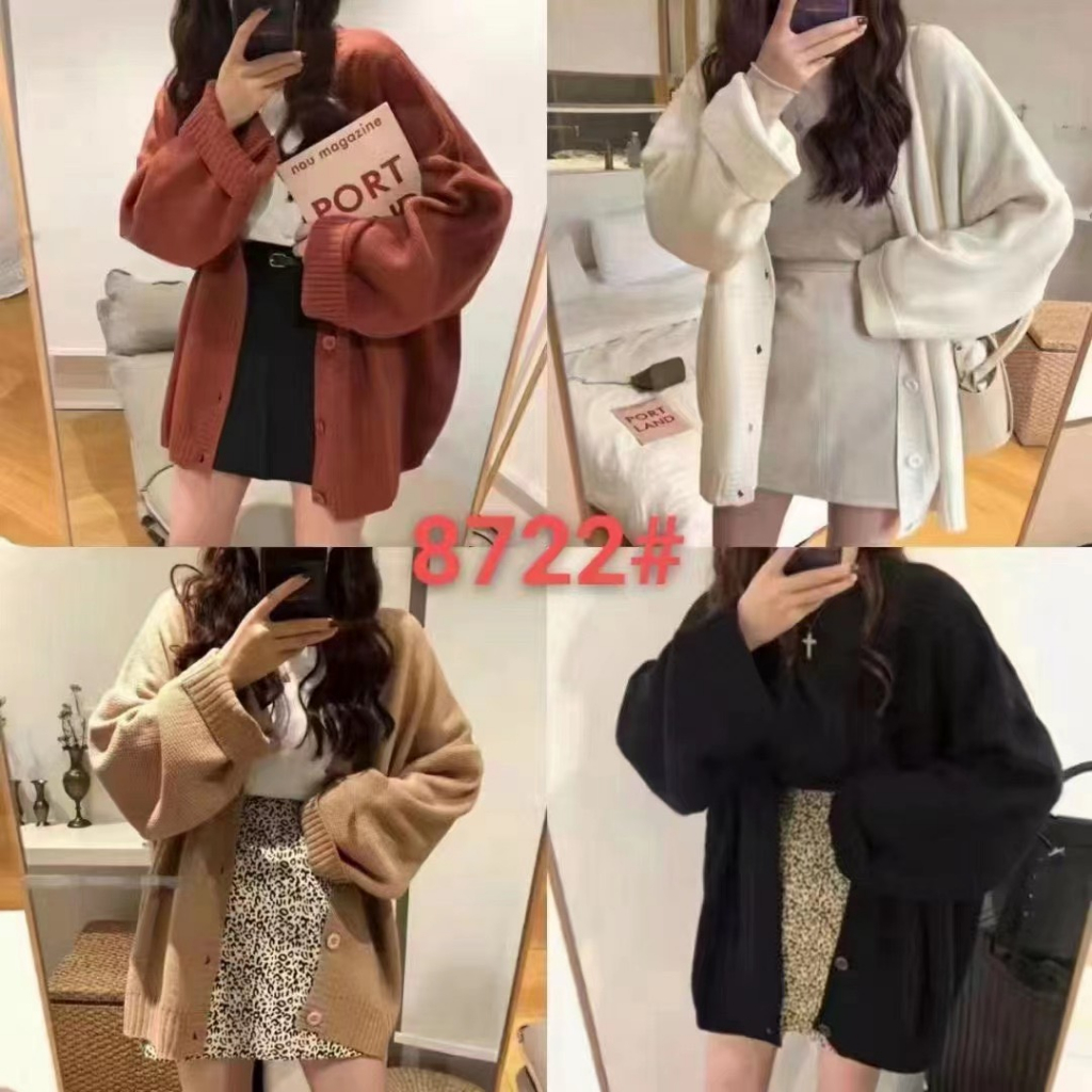 Áo Khoác Len Dệt Kim Trơn Cổ Tim Tay Dài, Áo Khoác Len Cardigan Dáng Rộng Thời Trang Nữ Hàn Quốc | Bé TiClothing | BigBuy360 - bigbuy360.vn