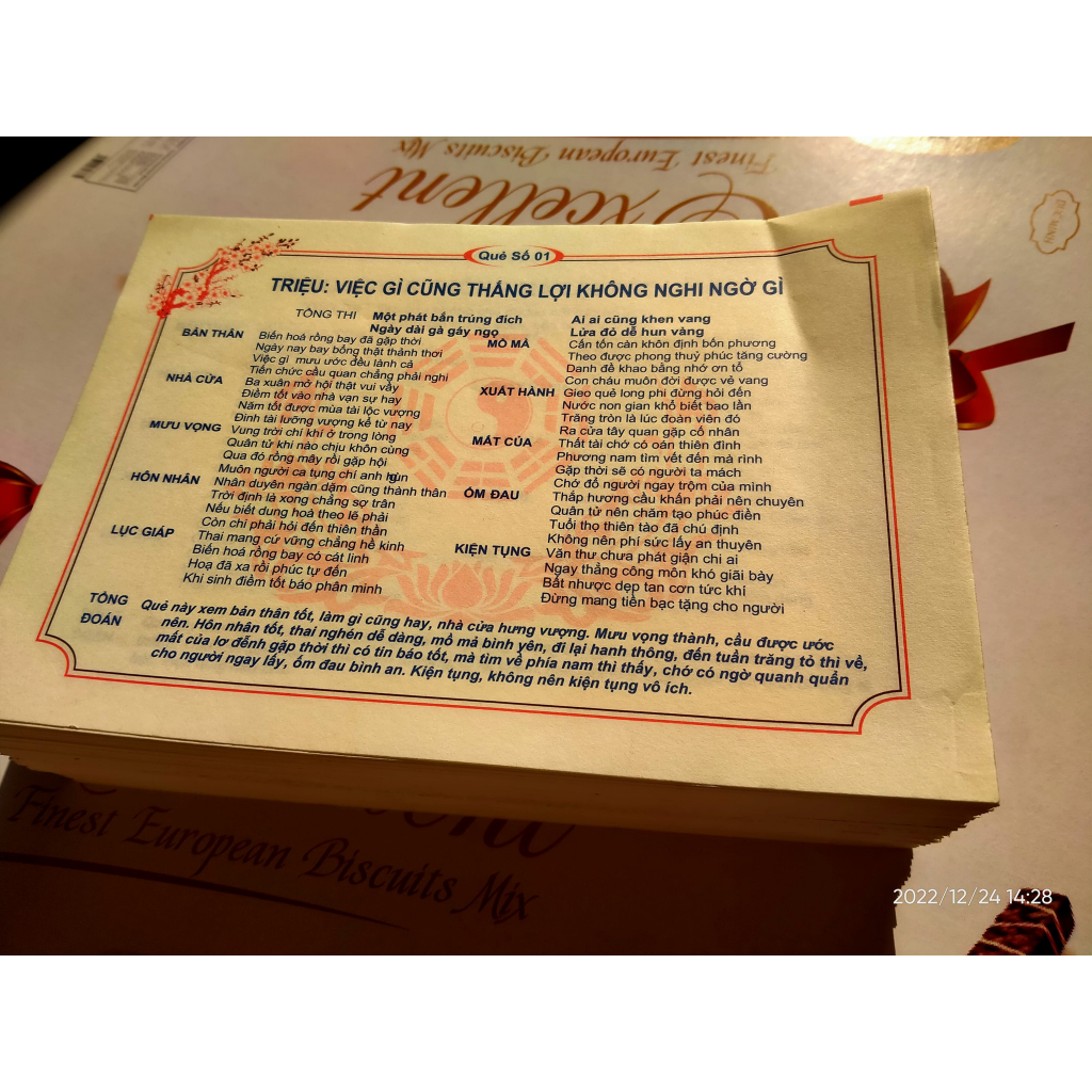 Quẻ Thẻ giấy 50 số