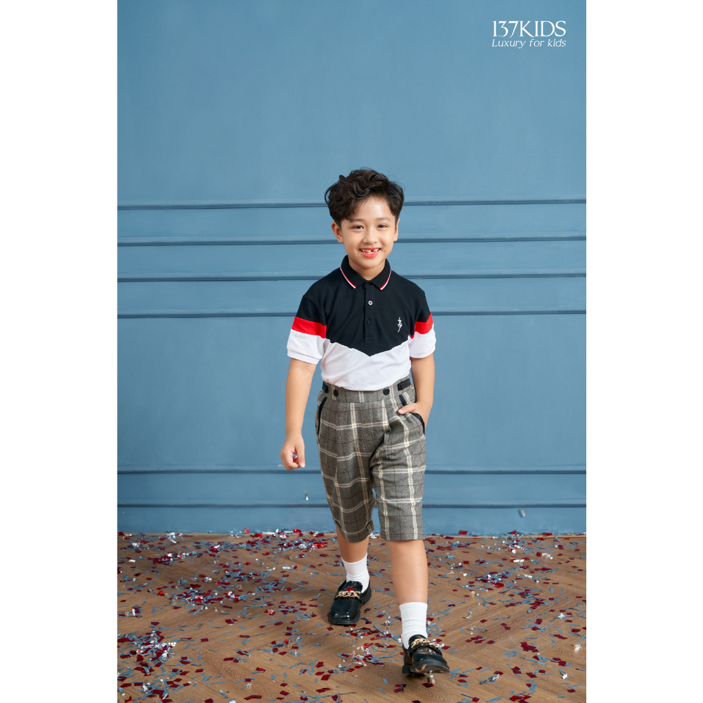 Áo polo cộc tay 137KIDS thiết kế chất cotton cao cấp cho bé trai bé gái