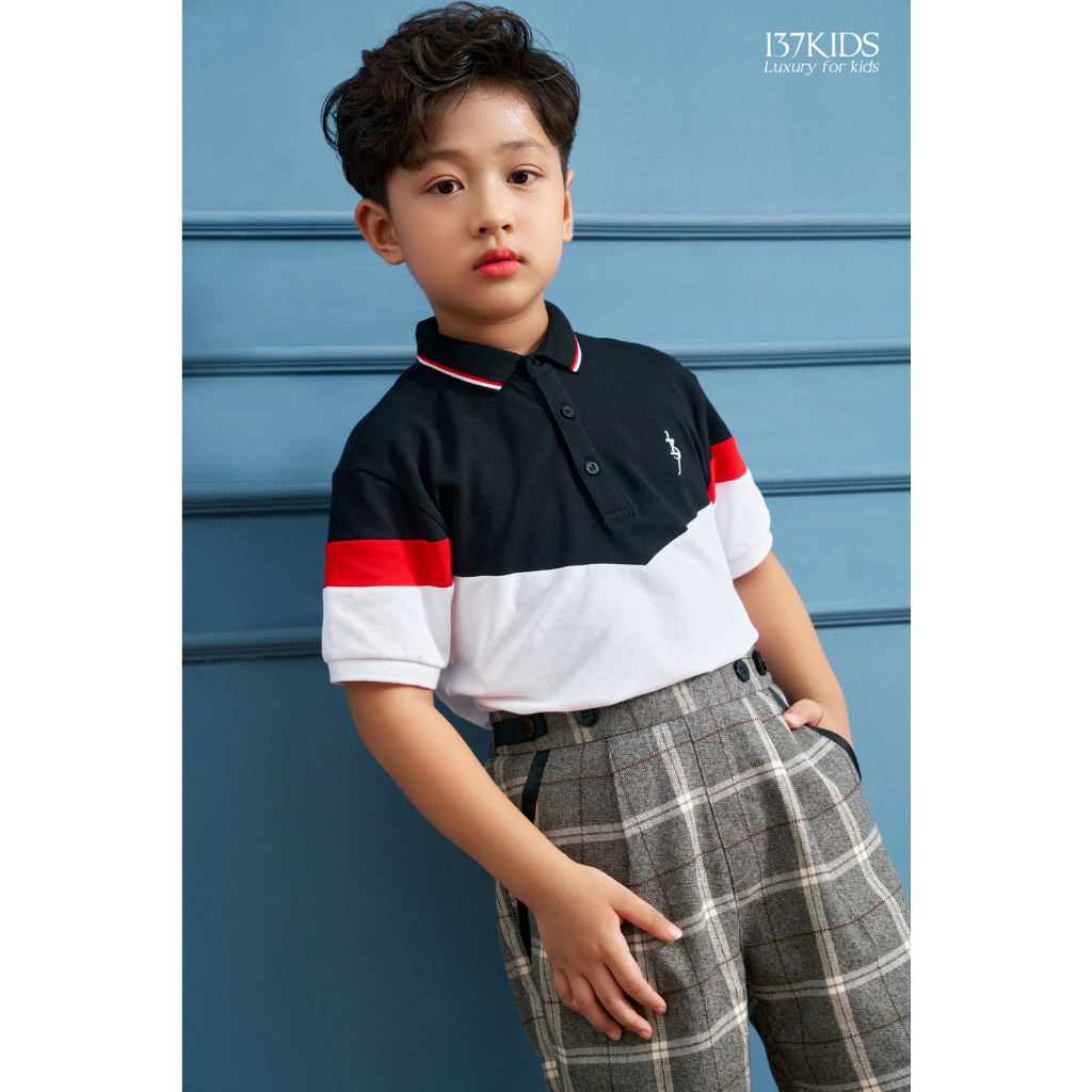 Áo polo cộc tay 137KIDS thiết kế chất cotton cao cấp cho bé trai bé gái