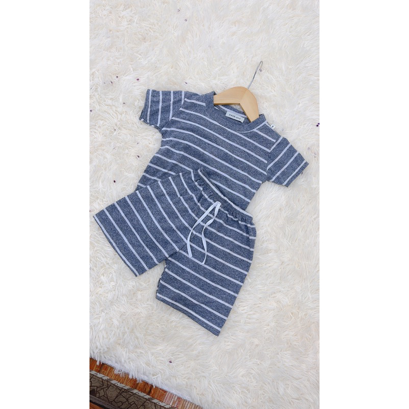 Bộ kẻ ngang vải cotton Hàn cho bé trai, bé gái 10-22kg