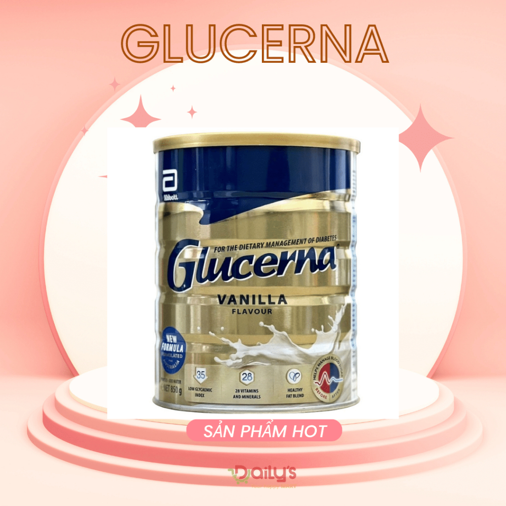 Sữa Glucerna Úc vị Vanilla dành cho người tiểu đường 850g
