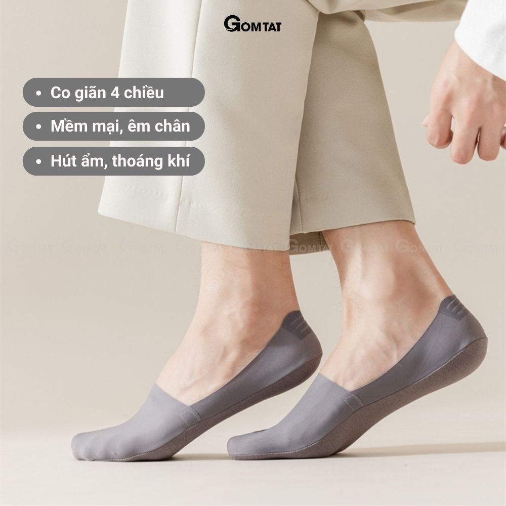 Tất lười nam trơn màu GOMTAT có đệm silicon chống tuột gót, chất liệu cotton co giãn êm chân  -TATLUA-UYE-7010-1DOI