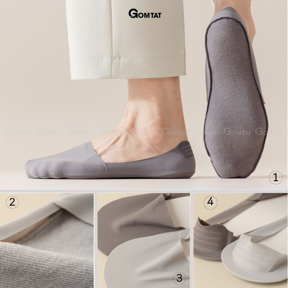 Tất lười nam trơn màu GOMTAT có đệm silicon chống tuột gót, chất liệu cotton co giãn êm chân  -TATLUA-UYE-7010-1DOI