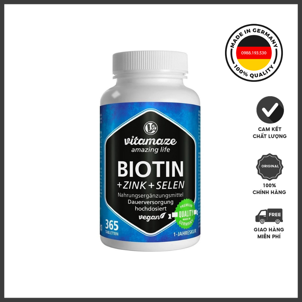 Vitamaze Biotin 10mg hochdosiert + Zink + Selen cung cấp biotin, kẽm và selen cho cơ thể