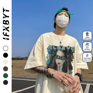 Áo thun unisex IFXBYT D0434 100% cotton tay lỡ phong cách ulzzang cổ điển