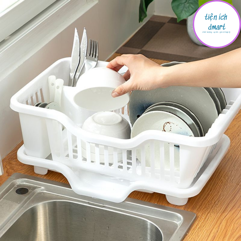 Kệ úp bát đĩa đa năng nhựa cao cấp, giá để bát kèm cắm đũa tiện lợi 3535