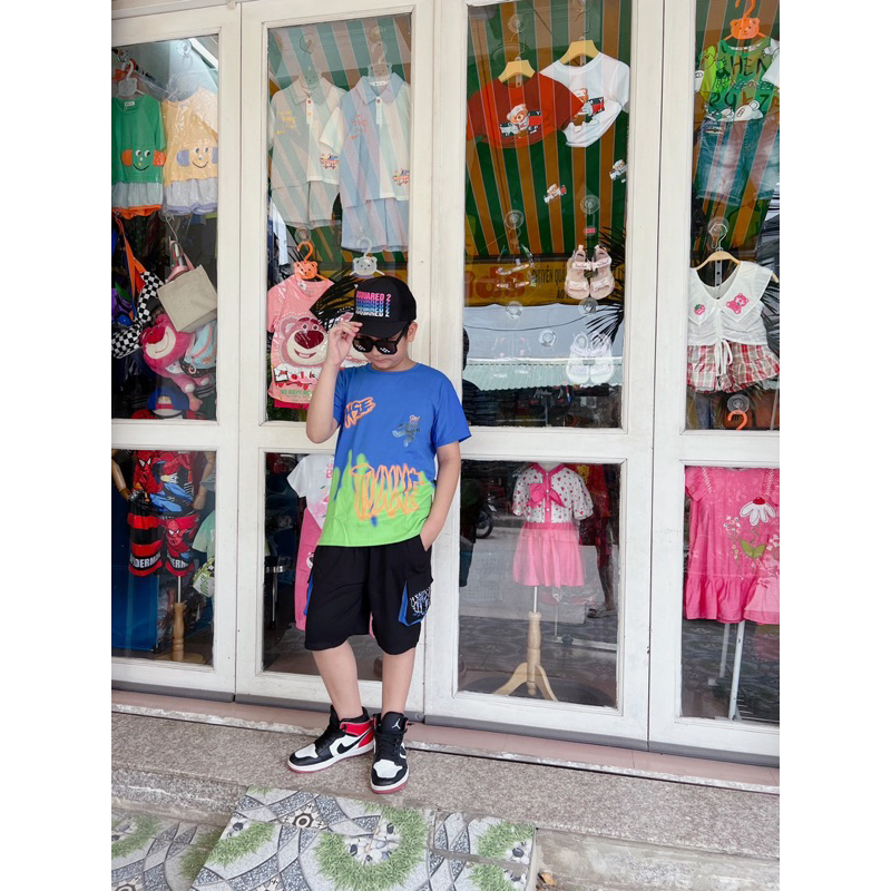 Bộ thun cotton in charm H&L cho bé trai