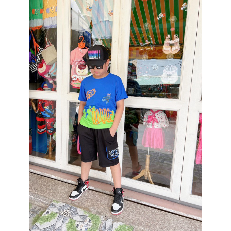 Bộ thun cotton in charm H&L cho bé trai