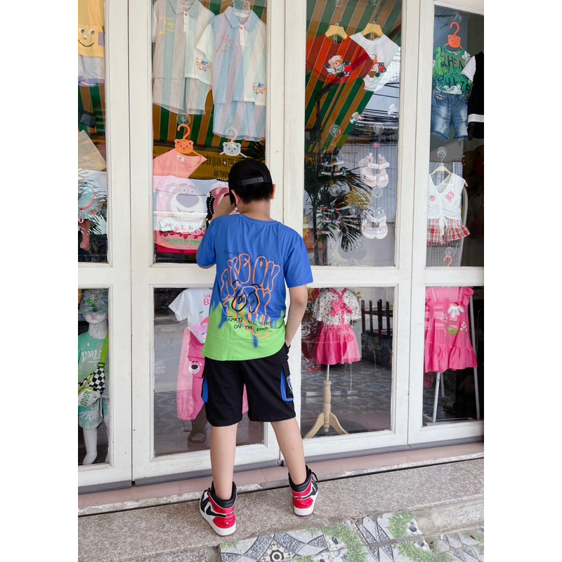 Bộ thun cotton in charm H&L cho bé trai