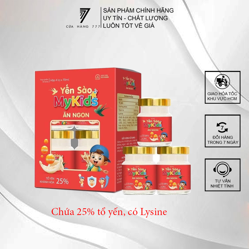 Combo Yến sào MyKids ăn ngon Ích Nhân-Có lisine giúp trẻ ăn ngon-Hộp 4 lọ