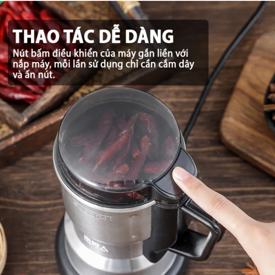 Máy Xay Hạt khô Ngũ cốc Mini Dung tích 440ml Công suất 300W Lưỡi dao 8 cánh nghiền mịn tiện dụng, đa năng, dễ sử dụng