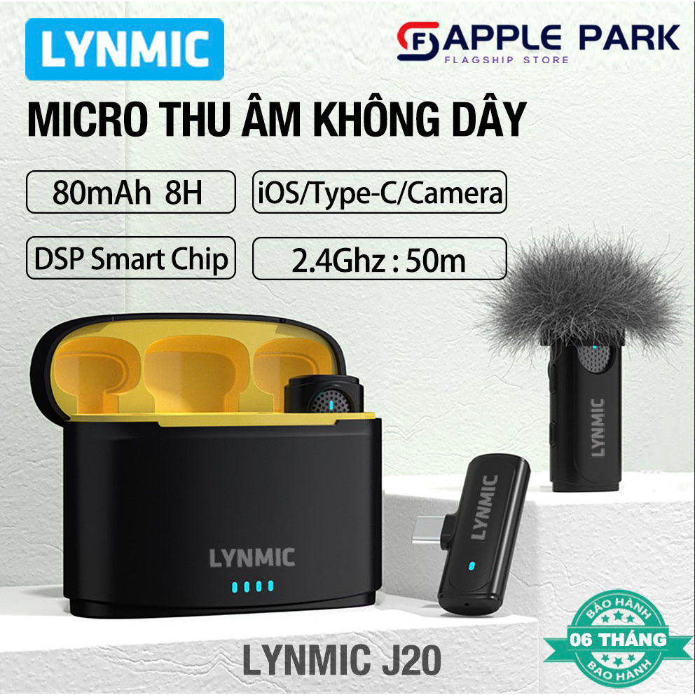 Micro Thu Âm Không Dây Cài Áo LYNMIC J20 / M9 Pro cho điện thoại iOS hoặc Android để live steam TikTok Vloger Youtuber